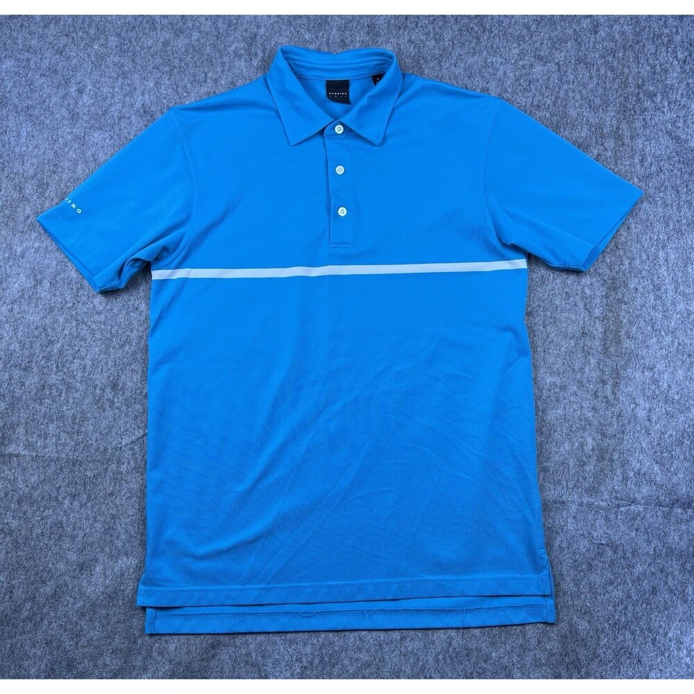Dunning Golf Men's Polo Shirt Performance Blue Lightweight Short Sleeve Size M